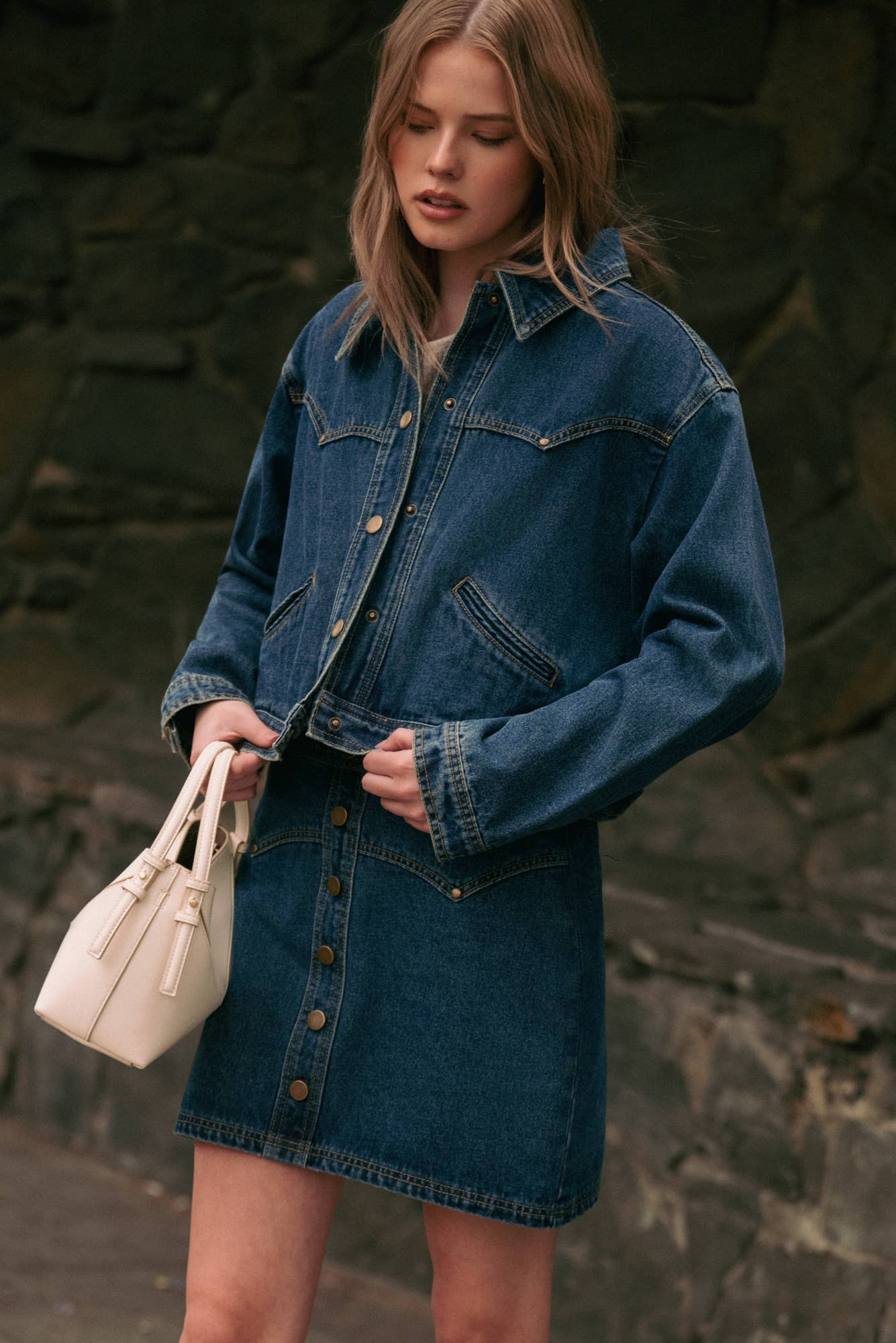 Reguläre Knopffront Indigo Denim Jacke