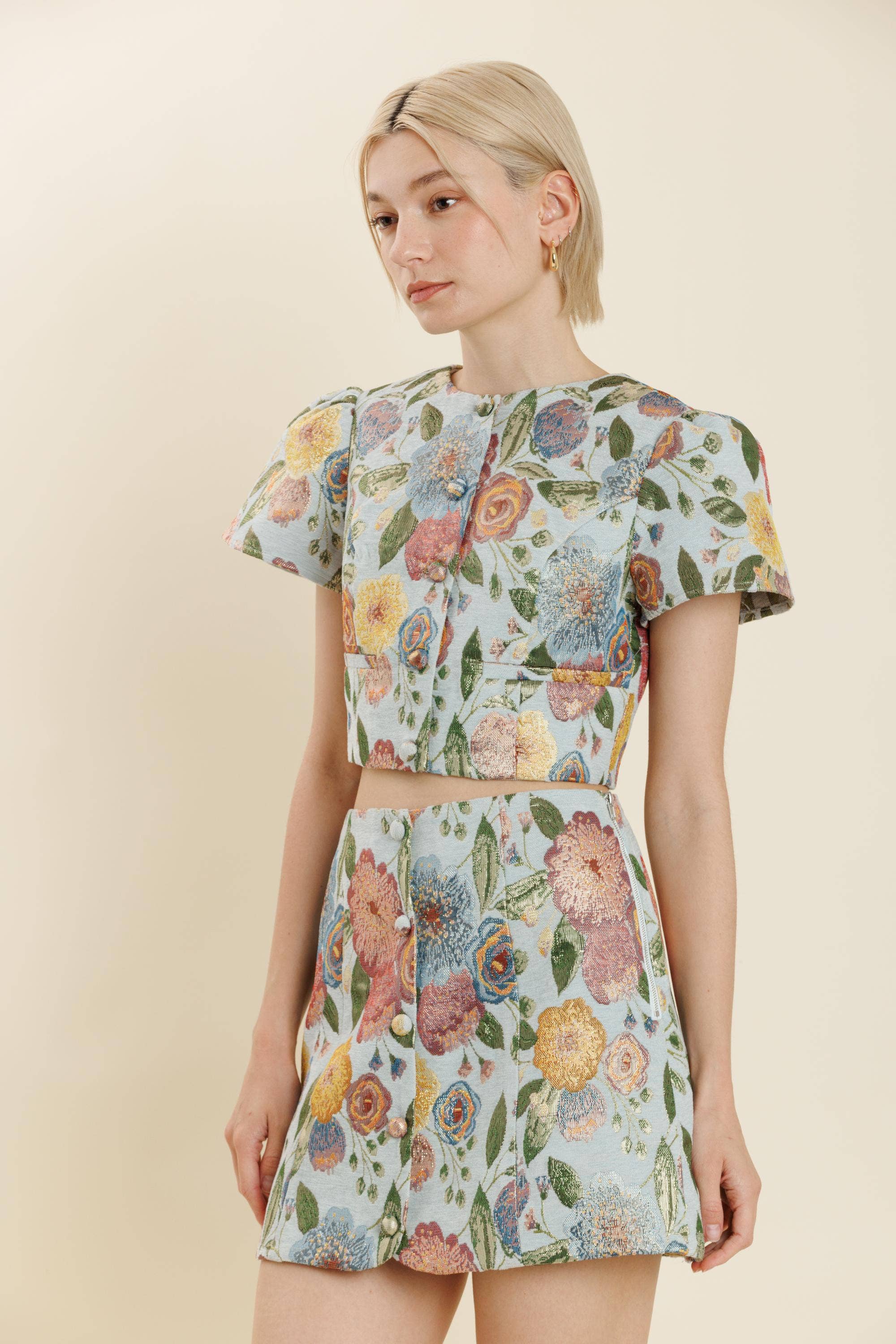 Jacquard Button Down Minirock