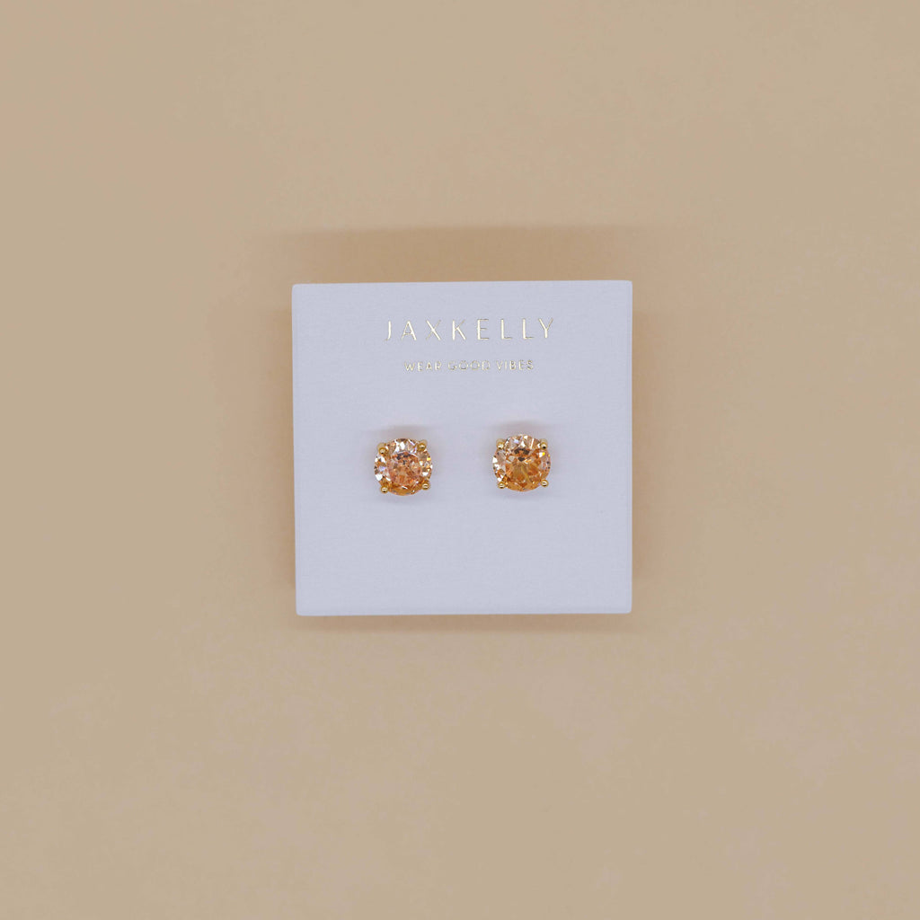 Round CZ-Champagne Gold Ohrringe von JaxKelly