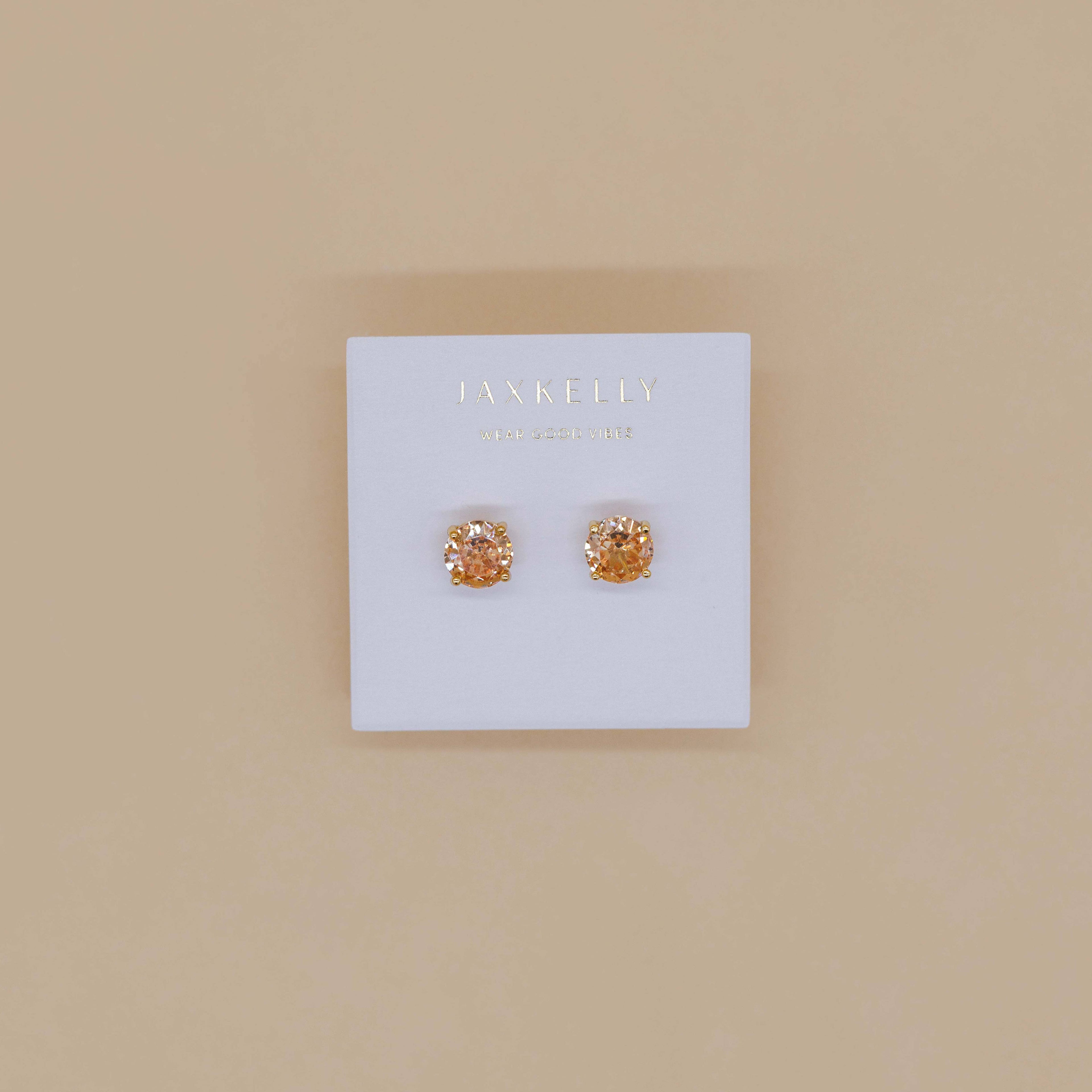 Round CZ-Champagne Gold Ohrringe von JaxKelly