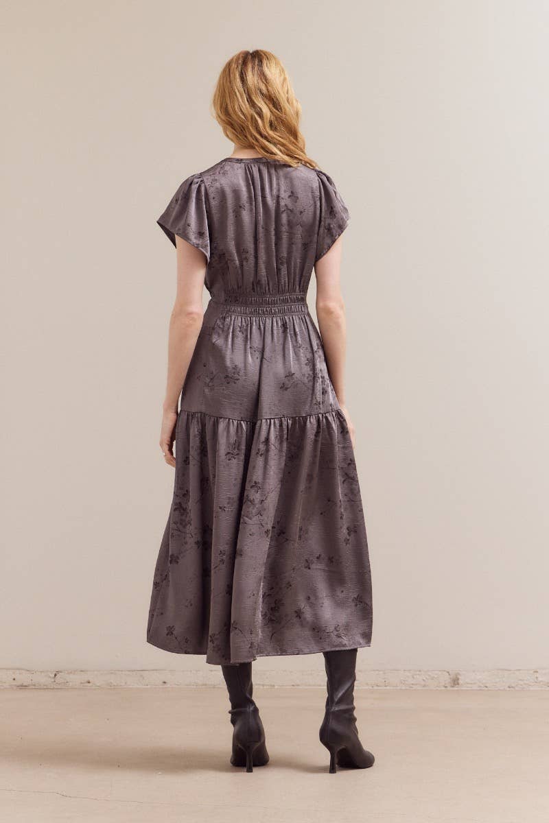 Gedrucktes Ruffle Midi Kleid