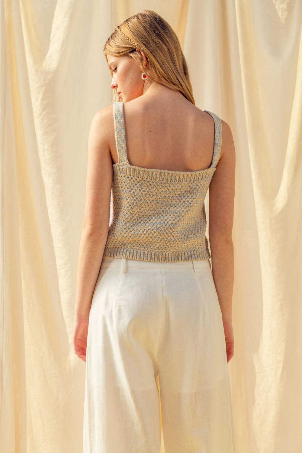 Zwei Ton Ärmellos Crop Top
