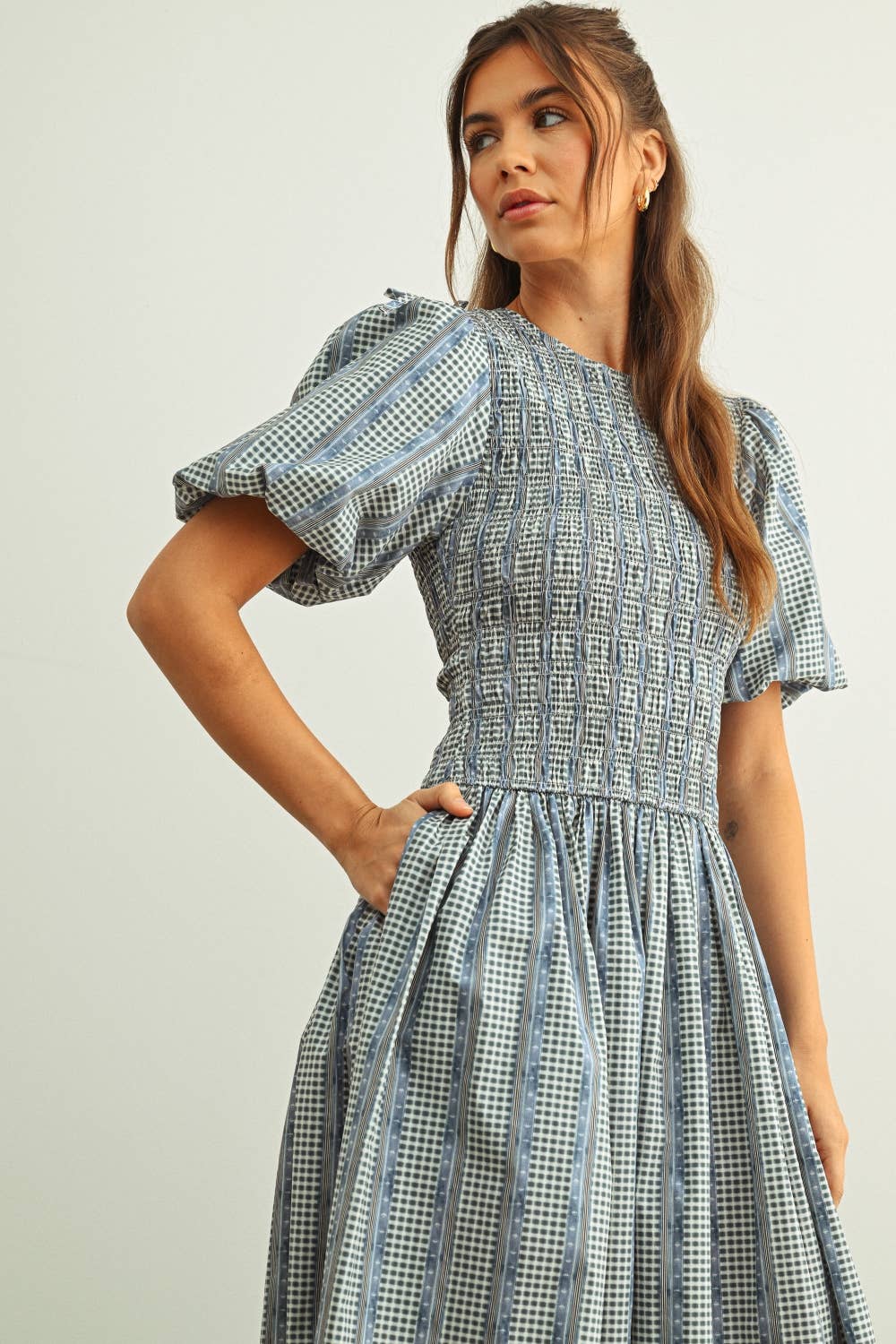 Blumen Print mit Puff Sleeve Dress