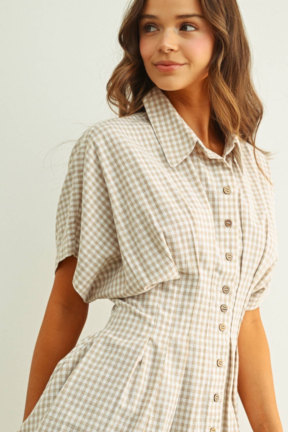 Gingham Patterned Shirt Kleid