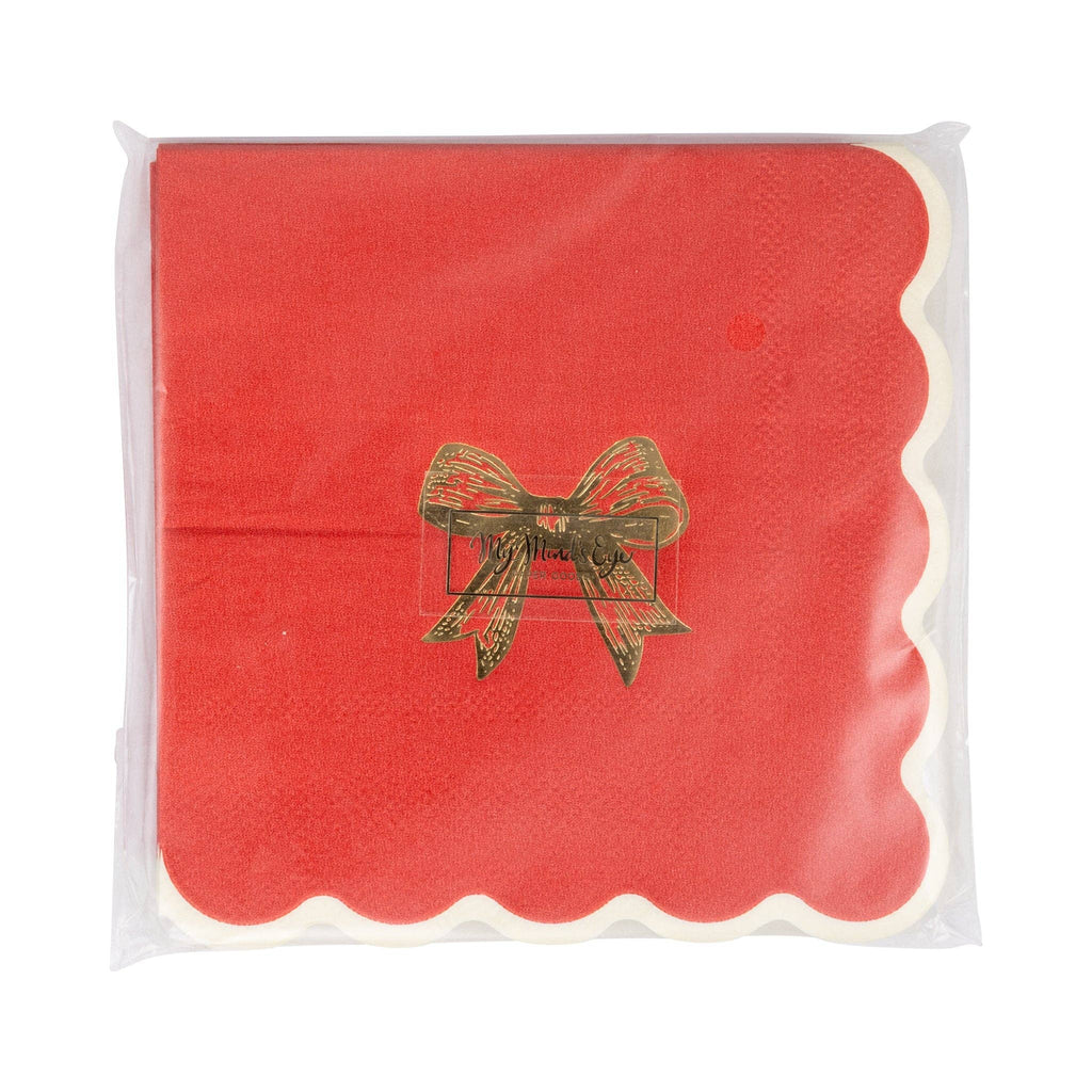 Rot/Gold Bow Cocktail Napkin von My Mind's Eye