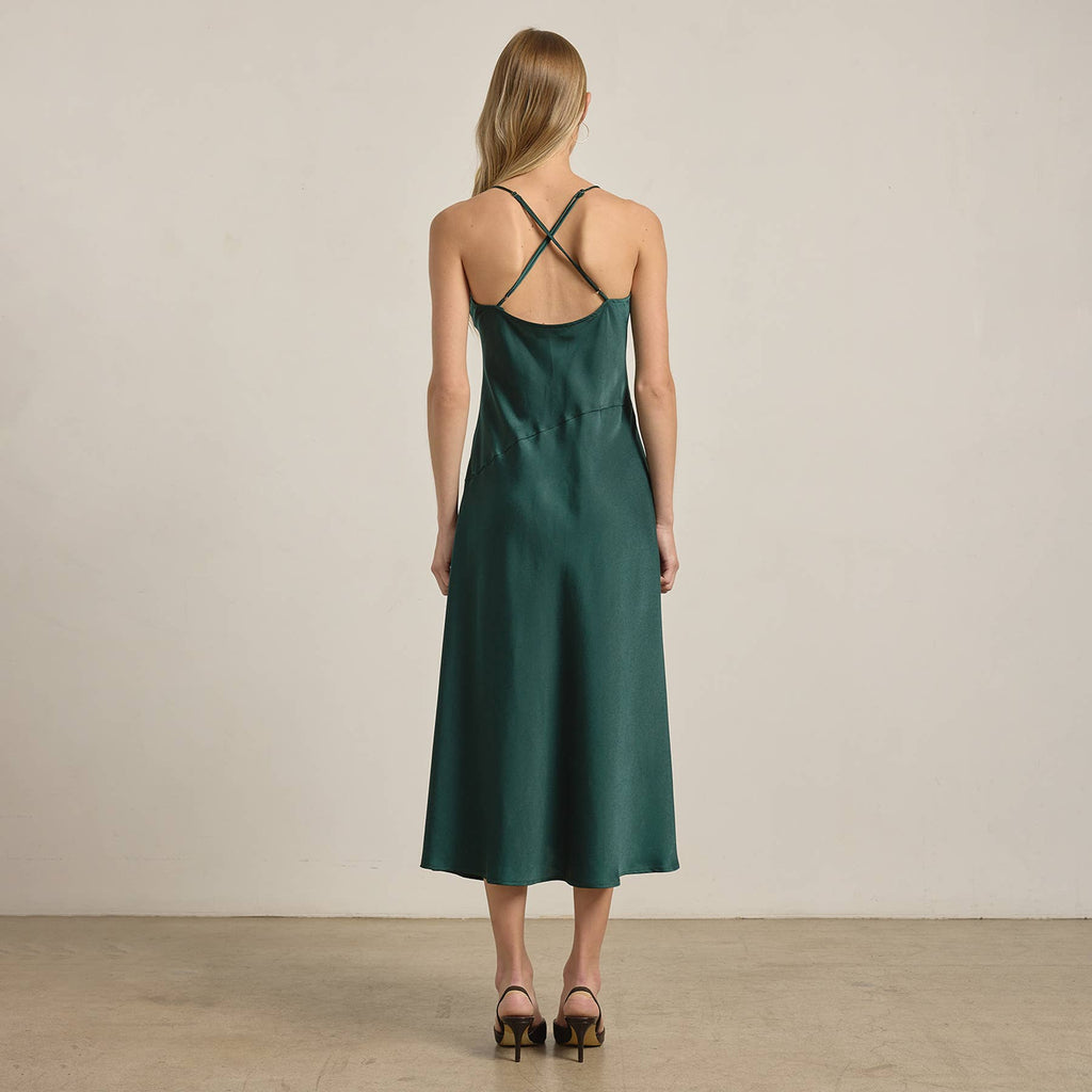 Satin Drape Slip Kleid