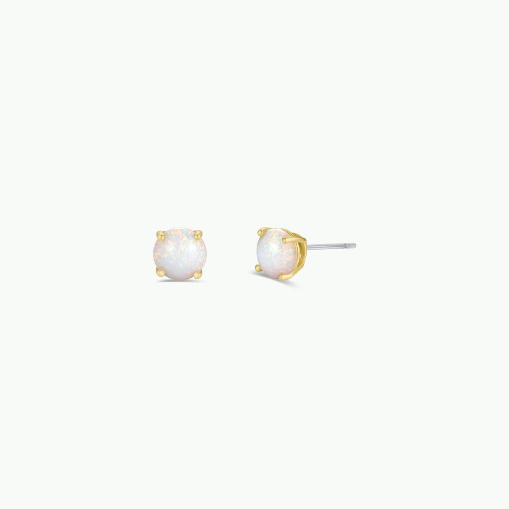 Round Weiß Opal Edelstein Gold Ohrringe von JaxKelly