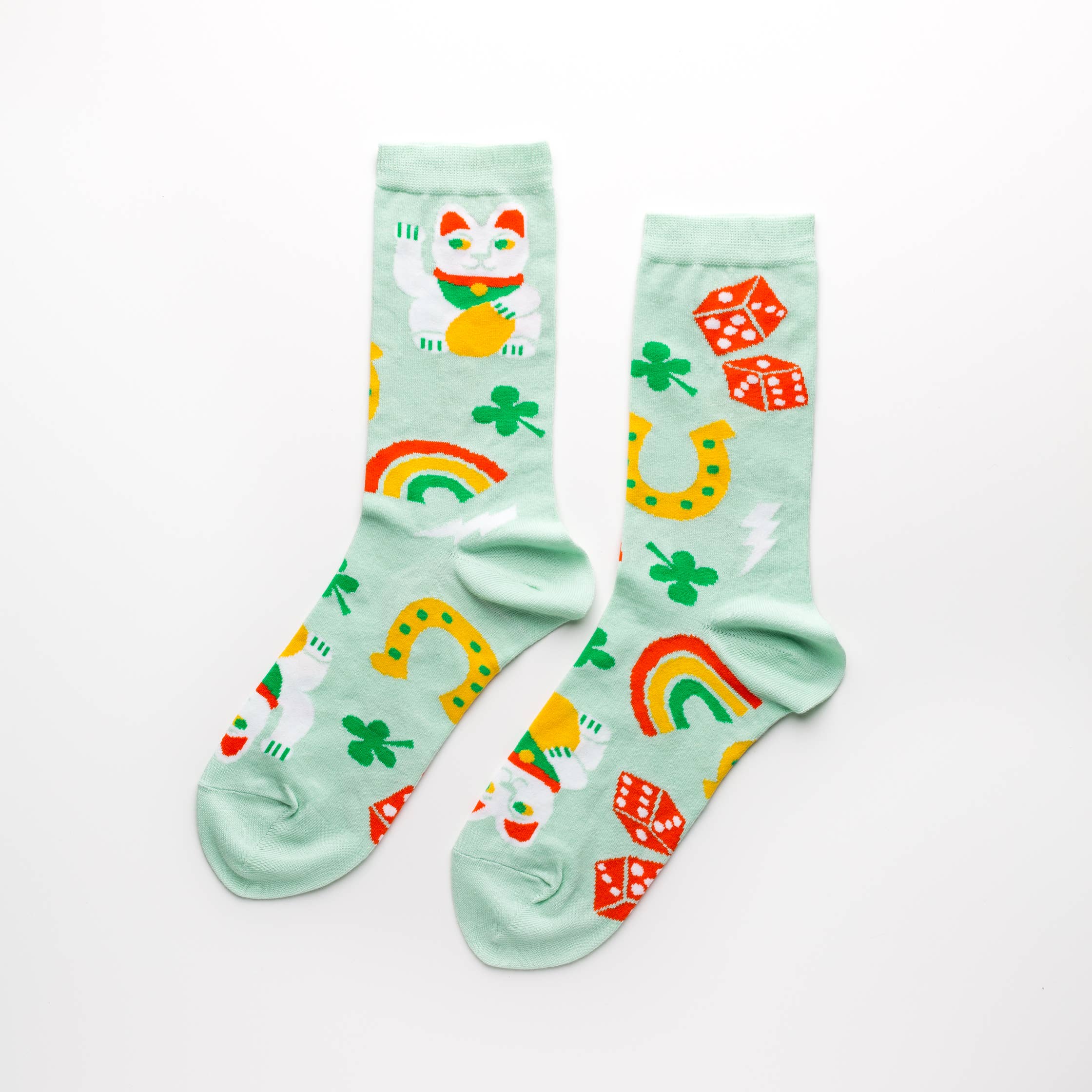 Lucky Cat & Clover Crew Socken von Yellow Owl Workshop