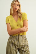 Cap Sleeve Button Front Top