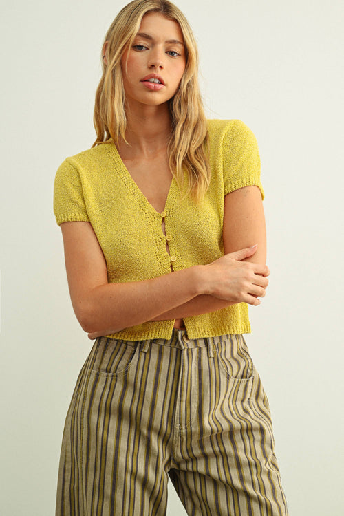 Cap Sleeve Button Front Top