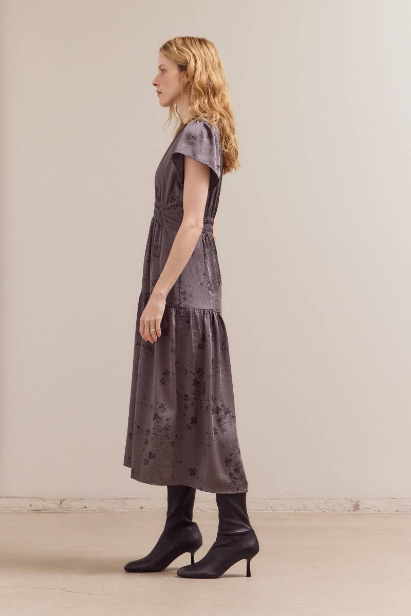 Gedrucktes Ruffle Midi Kleid