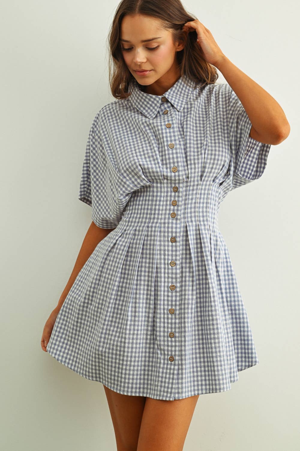 Gingham Patterned Shirt Kleid