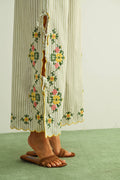 Blumen Emstickry Striped Hose mit Krawatte