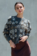 Fuzzy Nordic Blumen Diamond Knit Cardigan