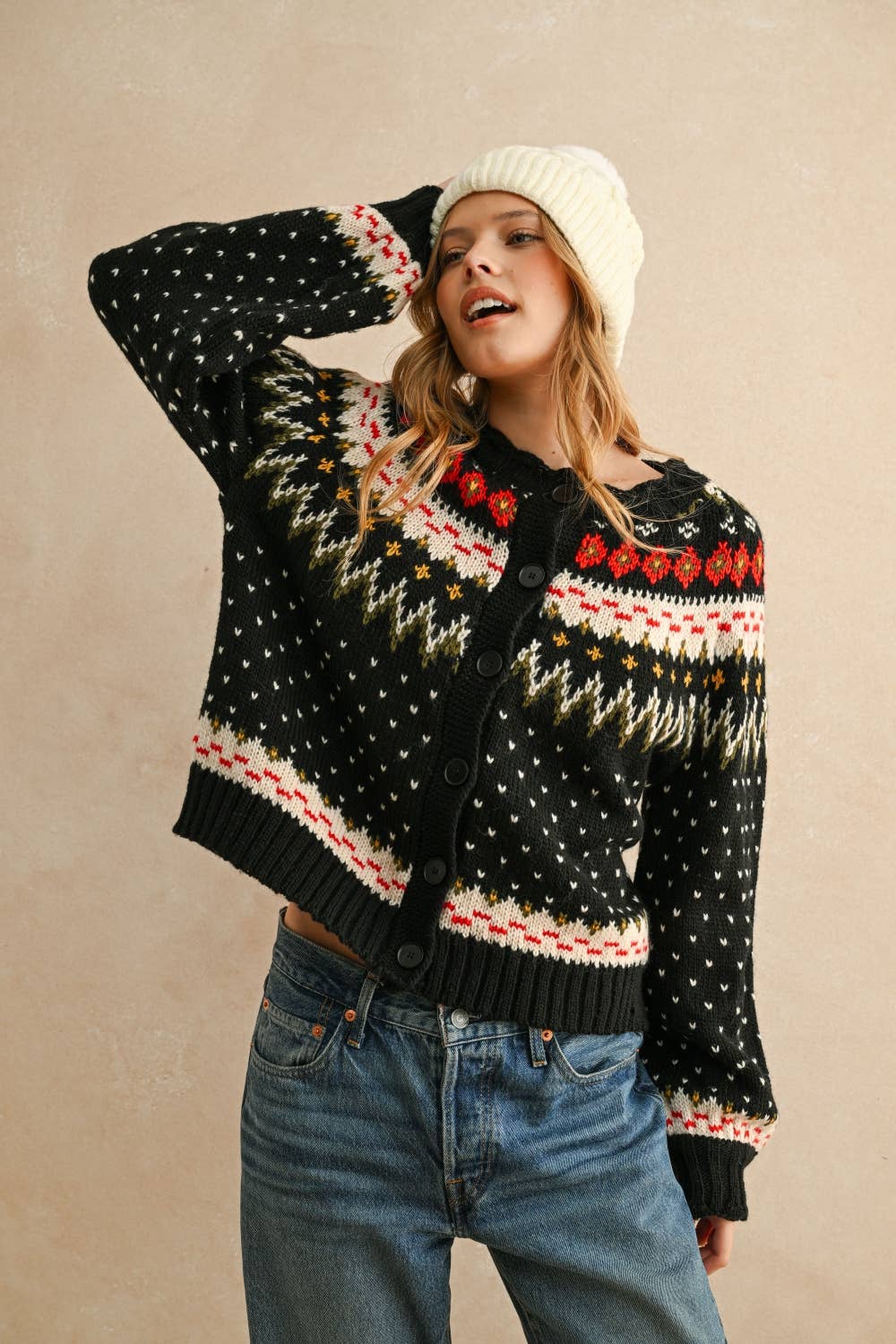 Mehrfarbiger Pullover Cardigan