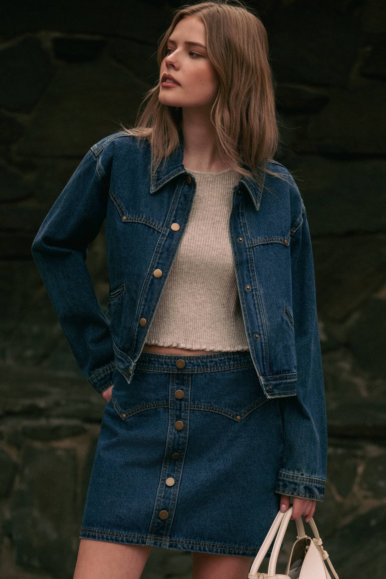 Reguläre Knopffront Indigo Denim Jacke