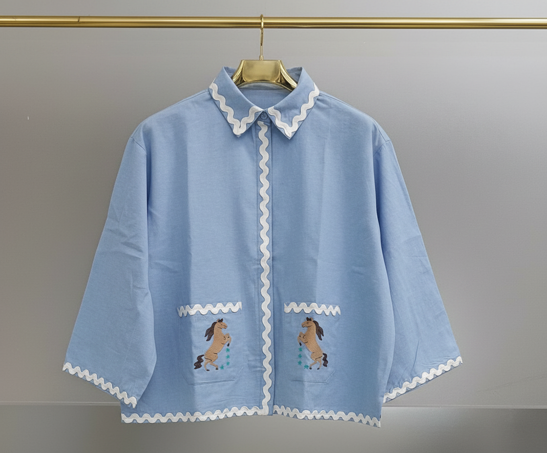 Blau Scalloped Horse Jacke von Chap und Graham Designs