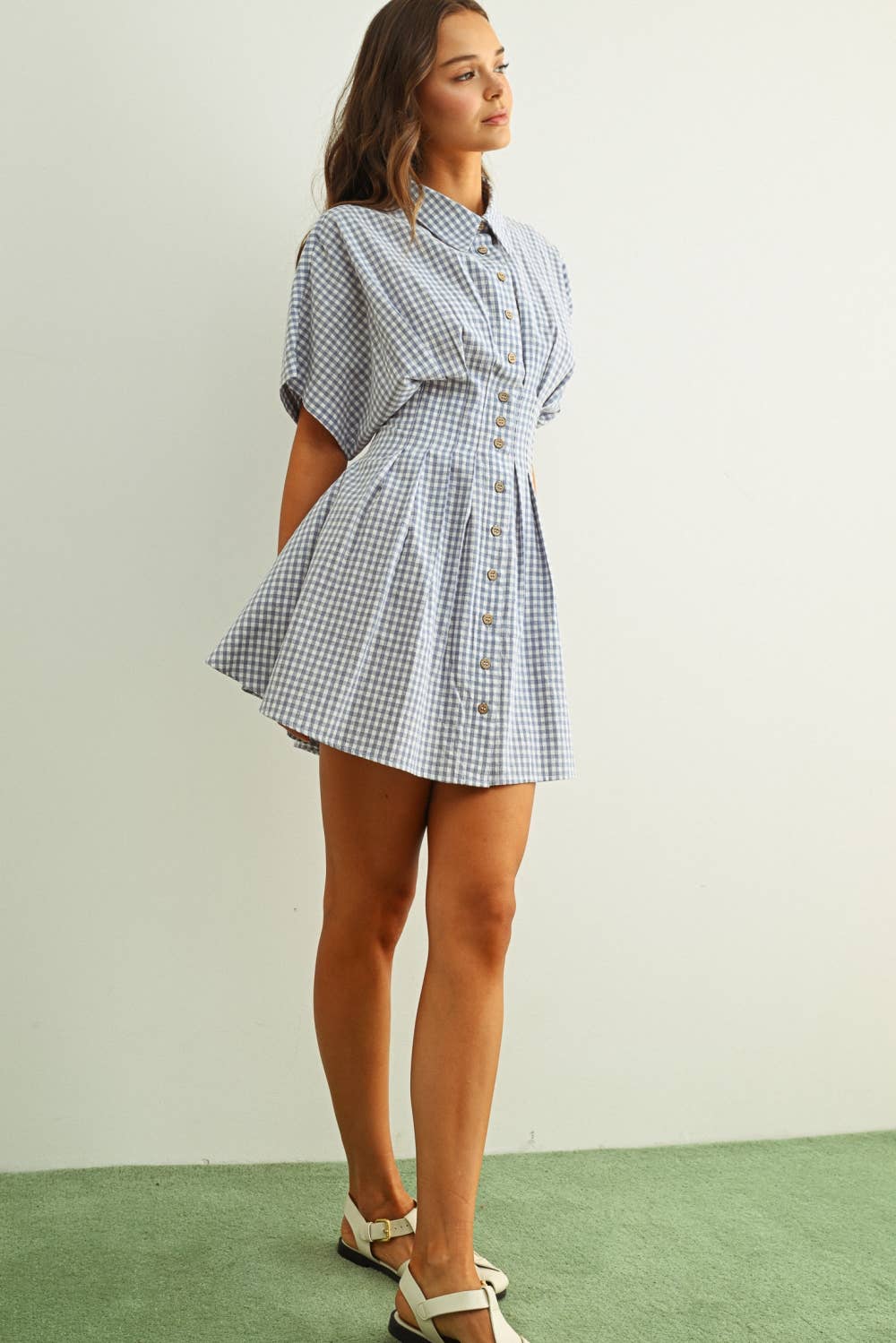 Gingham Patterned Shirt Kleid