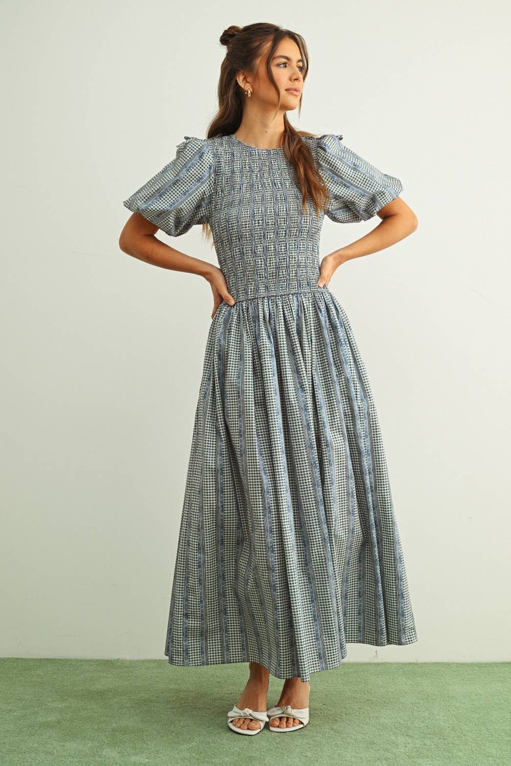 Blumen Print mit Puff Sleeve Dress