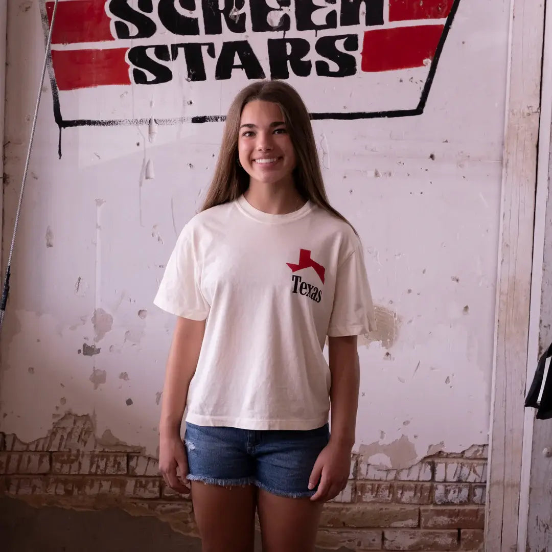 Texas ICON Crop Top T-Shirt in Elfenbein