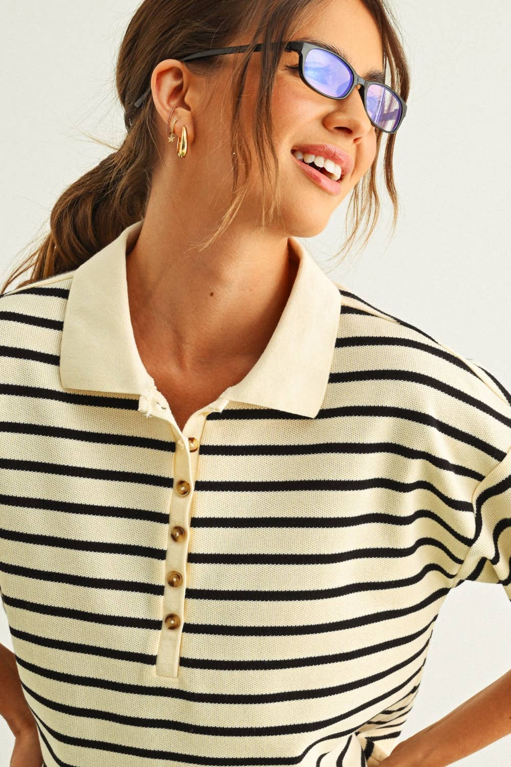 Stripe Pattern Kurzärmel Polo-Shirt