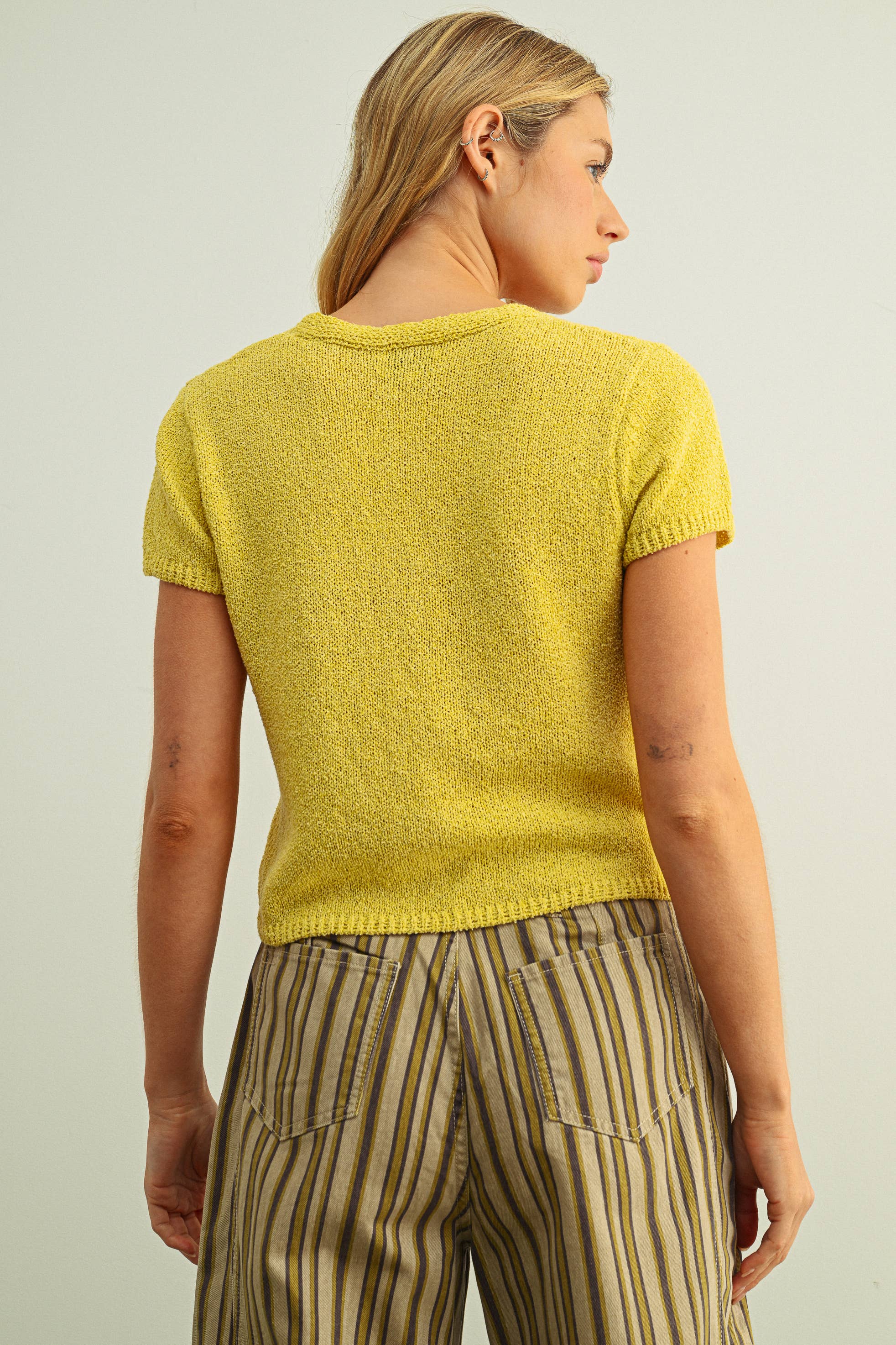 Cap Sleeve Button Front Top
