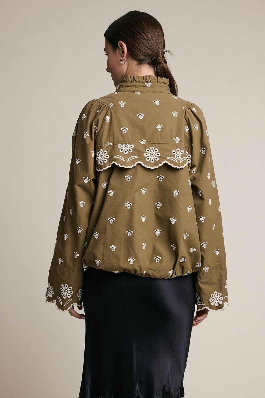 Bestickte Detail Zip-Up Jacke