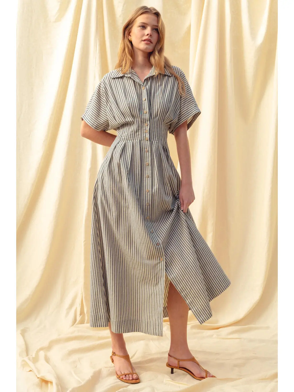 Striped Buttondown Shirt Kleid