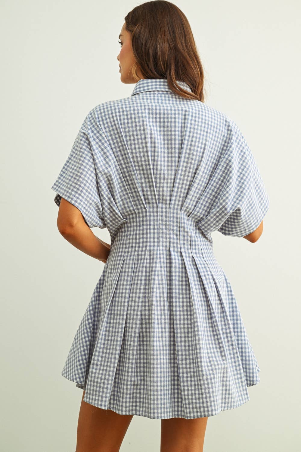 Gingham Patterned Shirt Kleid