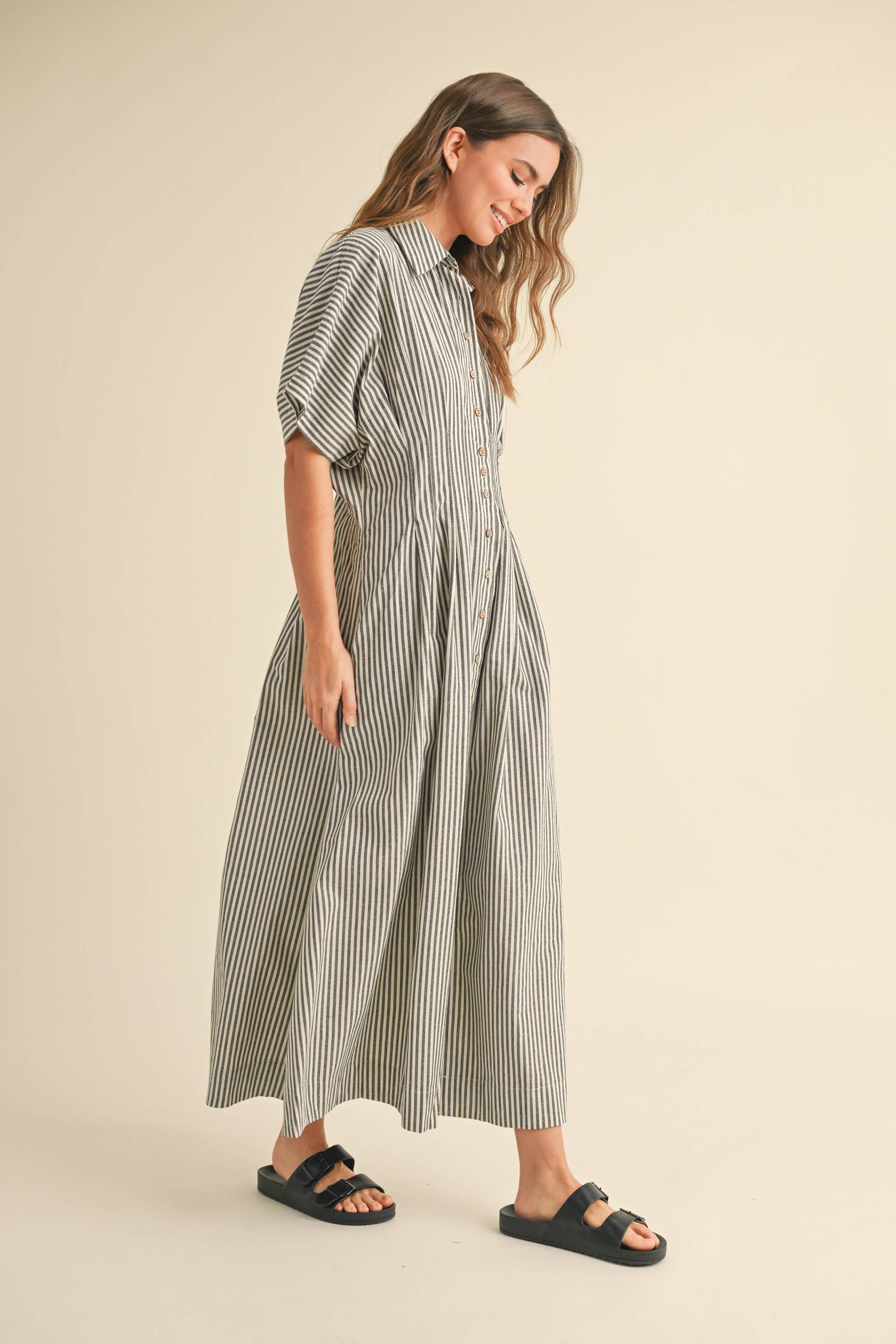 Striped Buttondown Shirt Kleid