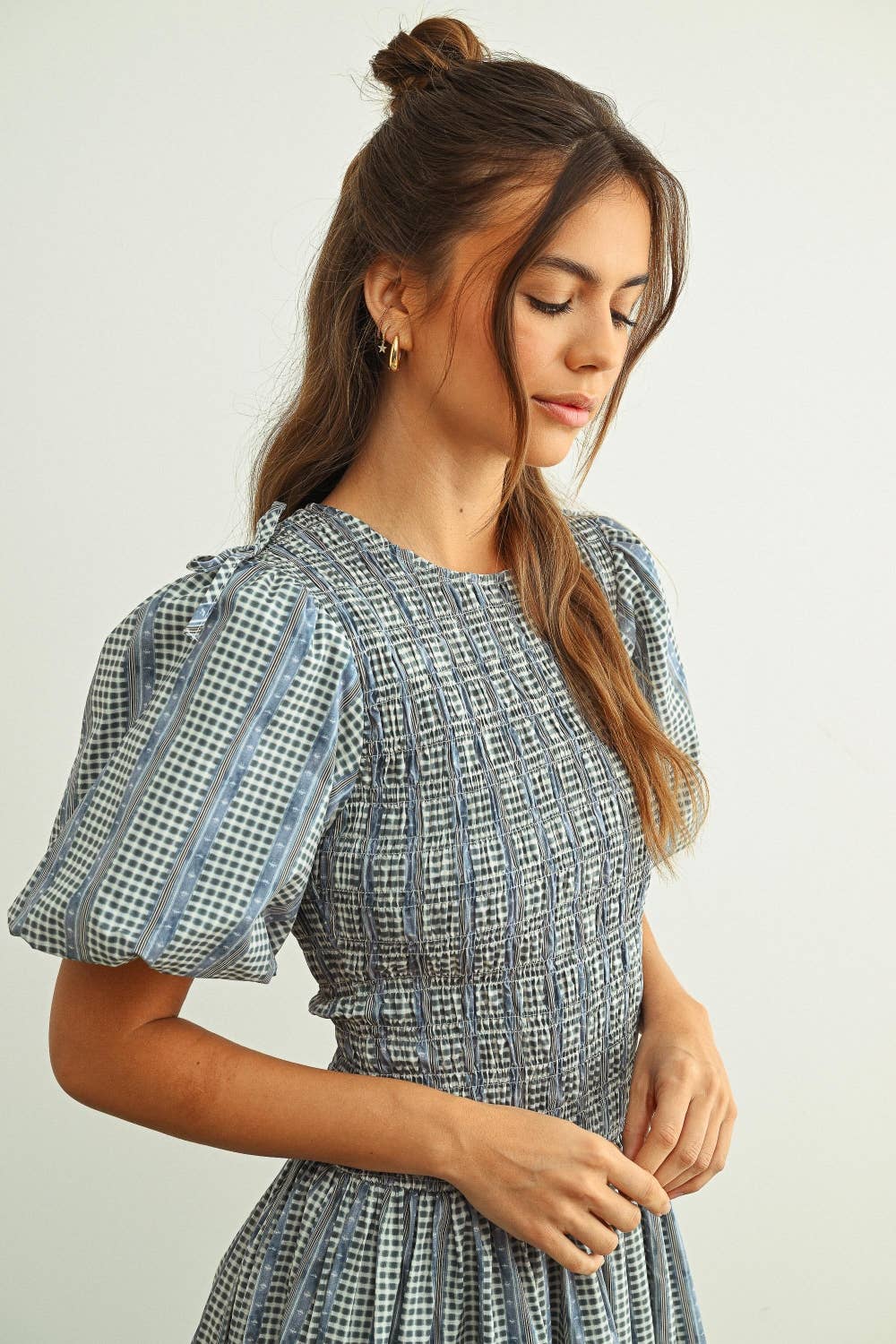 Blumen Print mit Puff Sleeve Dress