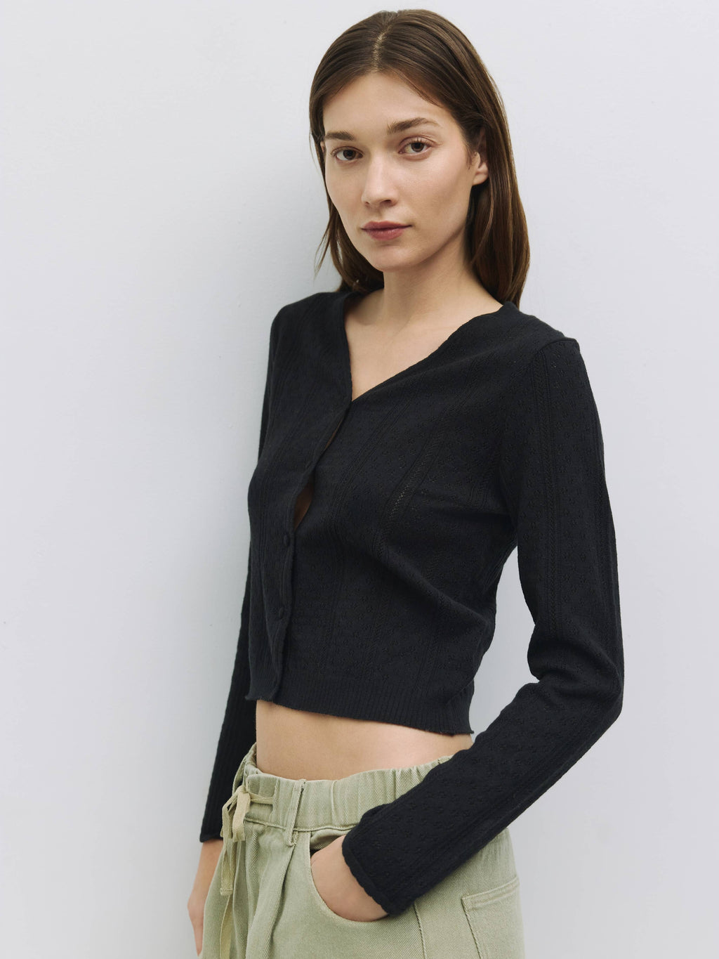 Knit Pointelle Cardigan Top von All Row