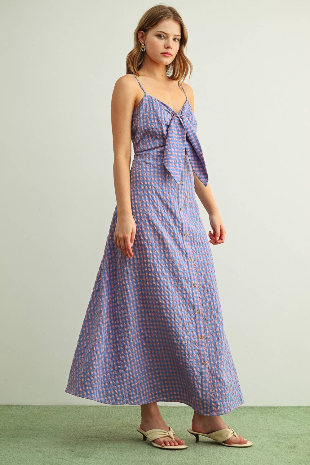 Gingham Patterned Langes Kleid