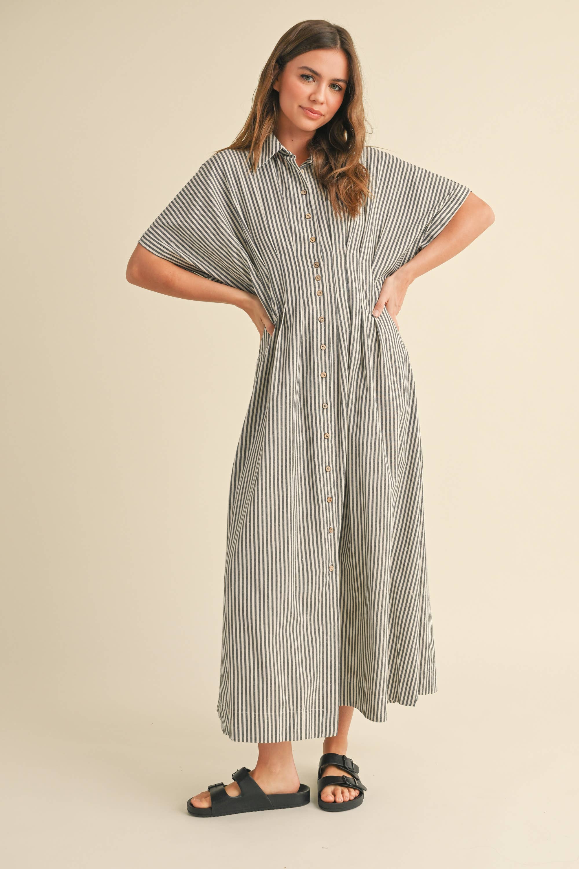 Striped Buttondown Shirt Kleid