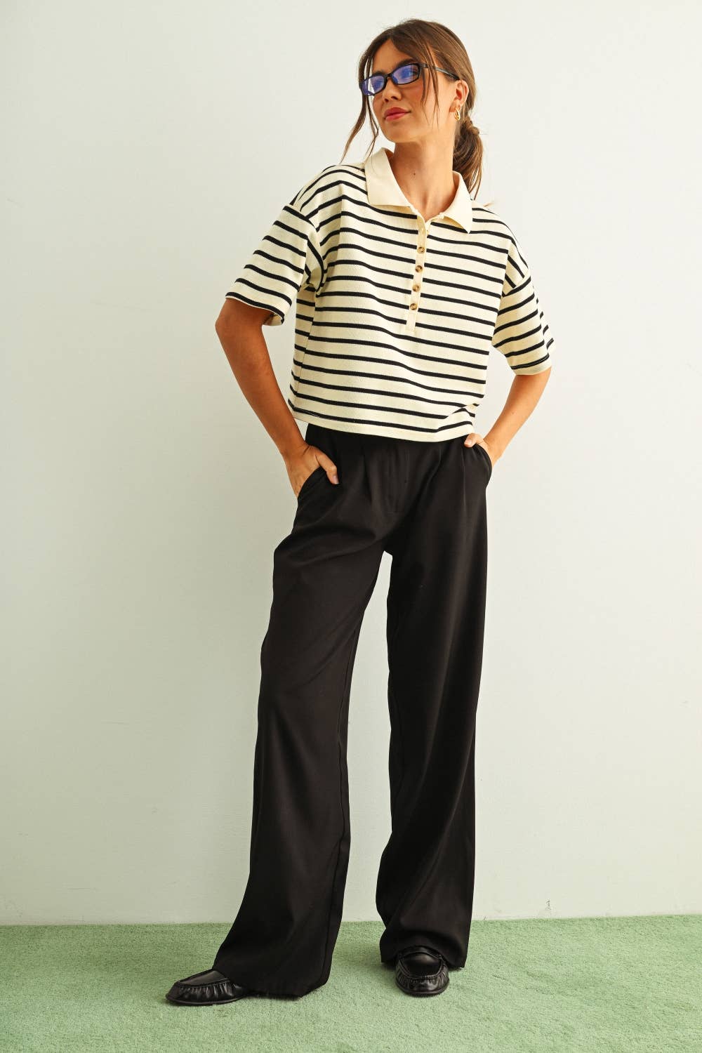 Stripe Pattern Kurzärmel Polo-Shirt