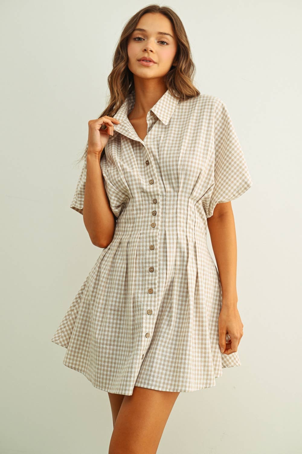 Gingham Patterned Shirt Kleid