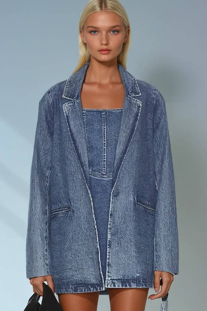 Fringed Denim Blazer