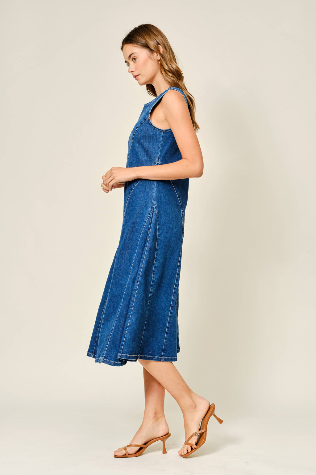 Stretch Mermaid Line Denim Midi Kleid von Aaron & Amber