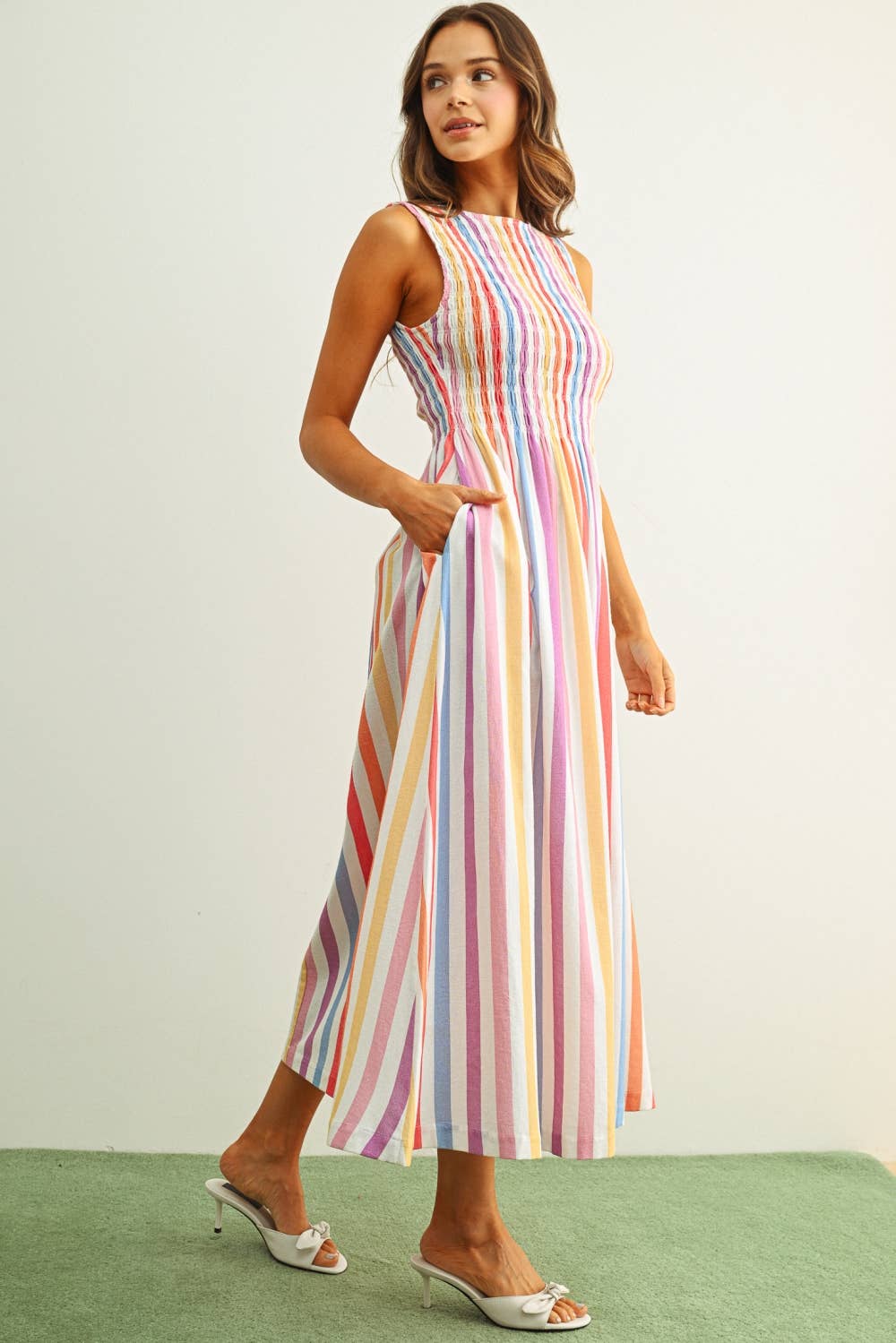 Multi Stripe Druckkleid