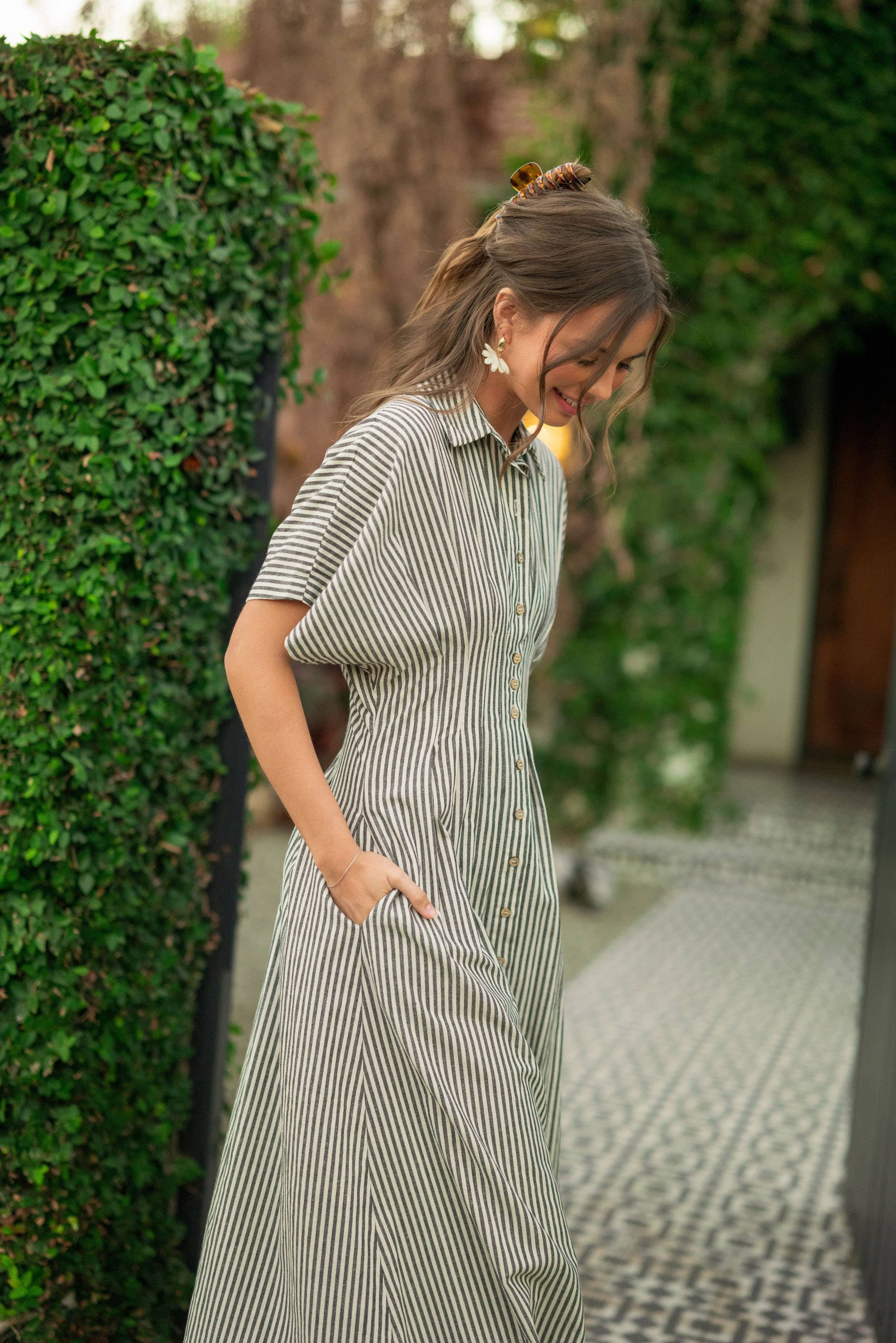 Striped Buttondown Shirt Kleid
