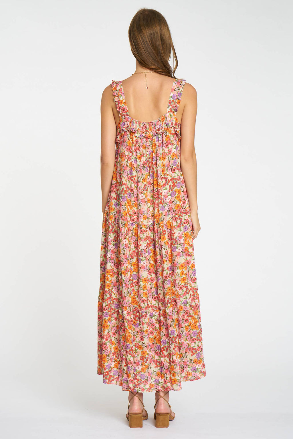 Robin Dress in Peach Blumen von dRA