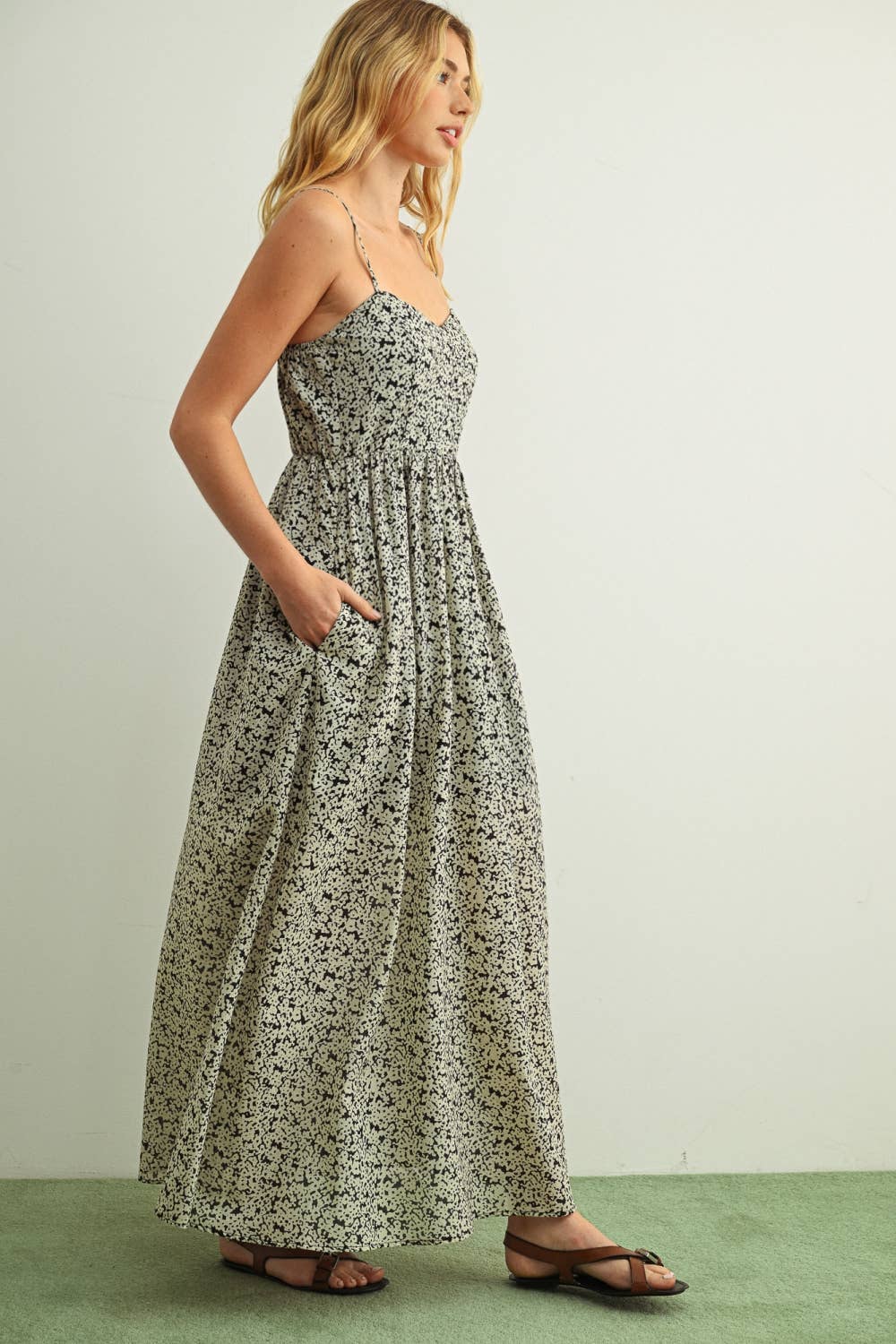 Blumen Print Maxi Kleid