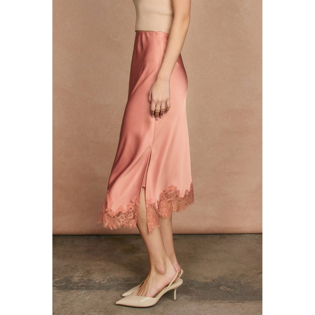 Dull Satin Lace Hem Bleistiftrock
