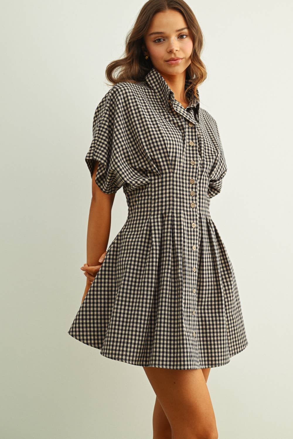 Gingham Patterned Shirt Kleid