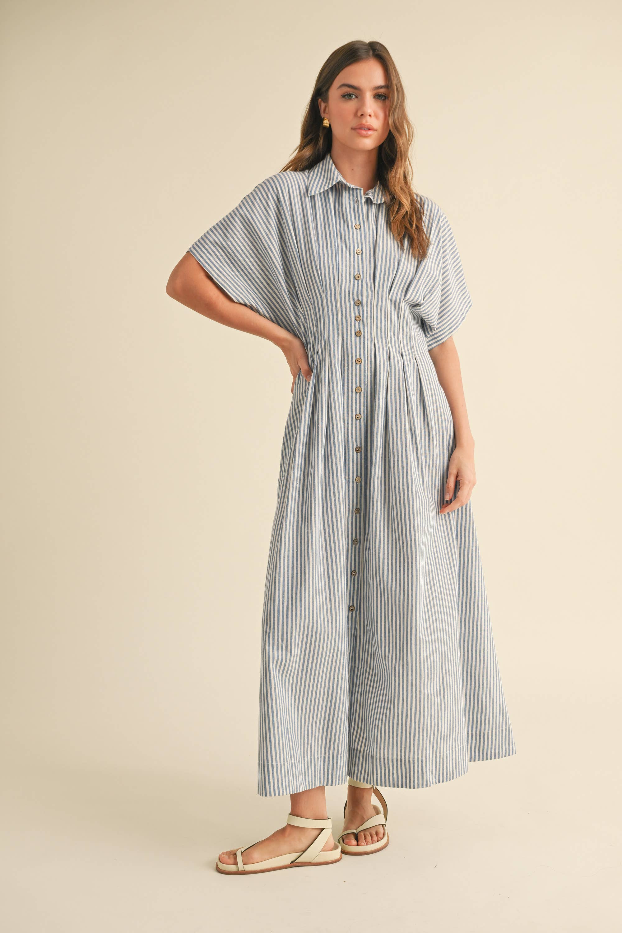 Striped Buttondown Shirt Kleid