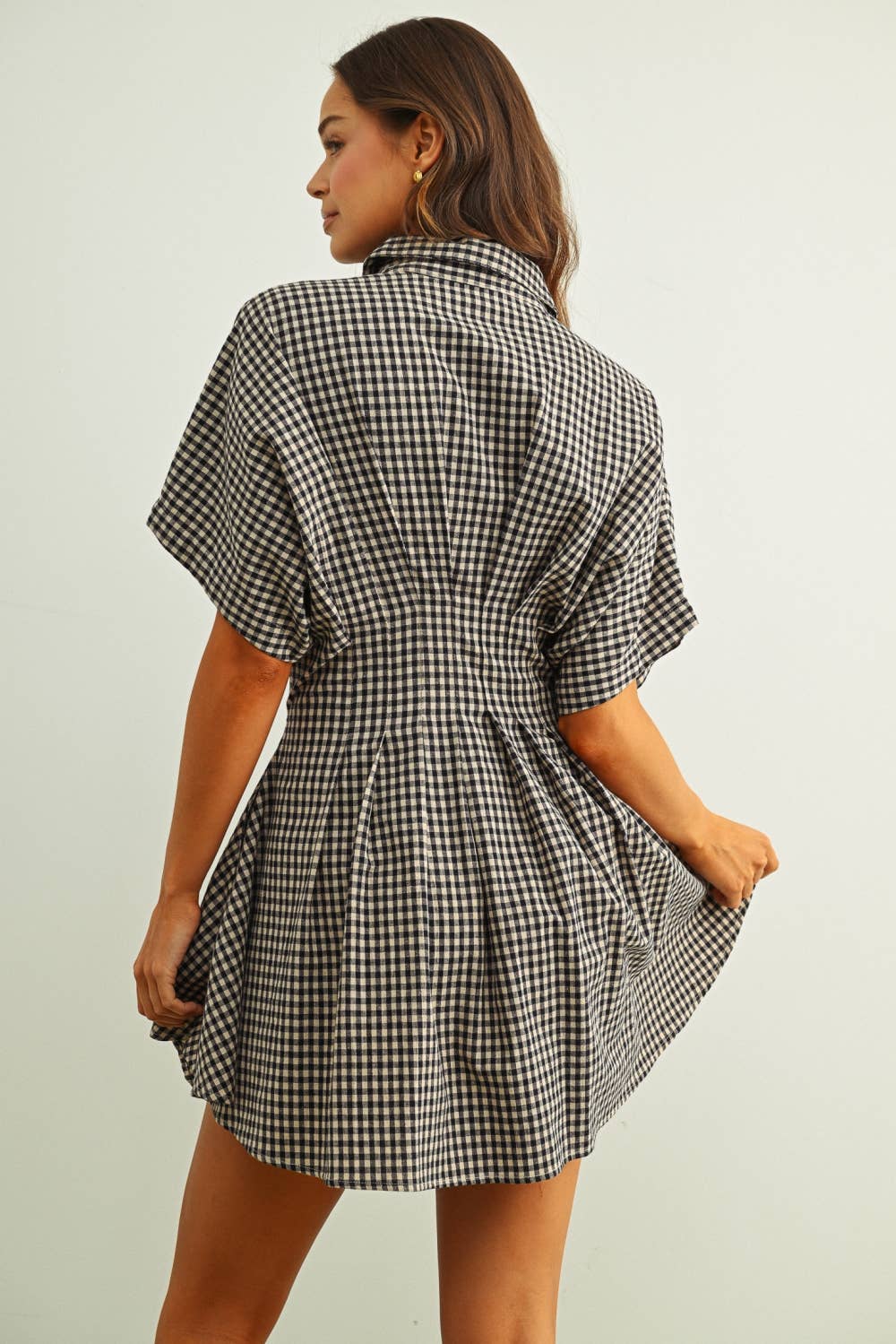 Gingham Patterned Shirt Kleid