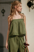 Spaghetti Strap Top mit gestreiftem Druck
