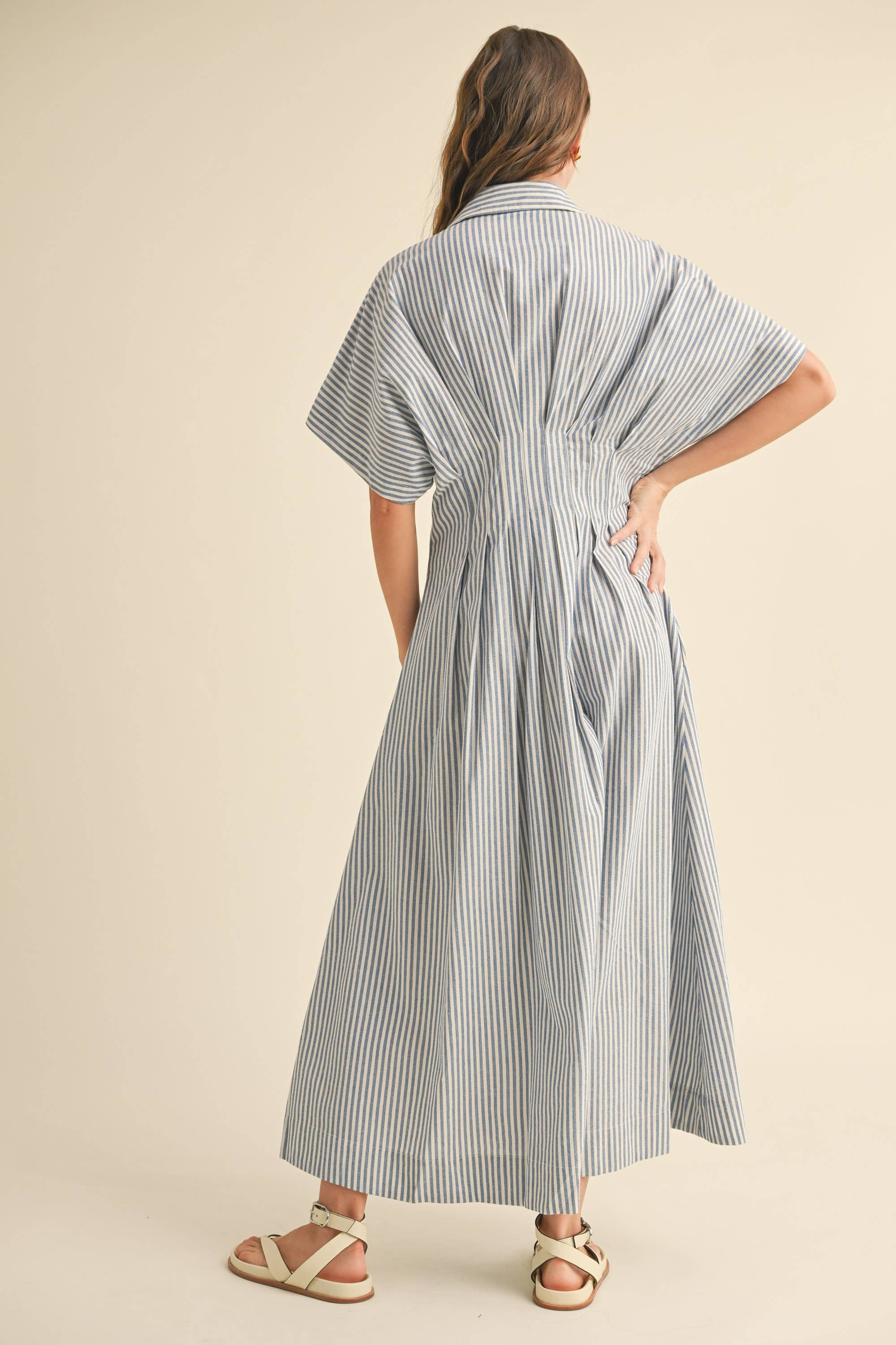 Striped Buttondown Shirt Kleid