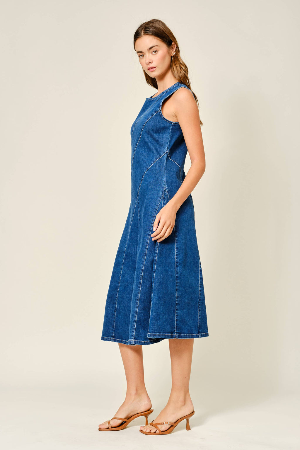 Stretch Mermaid Line Denim Midi Kleid von Aaron & Amber