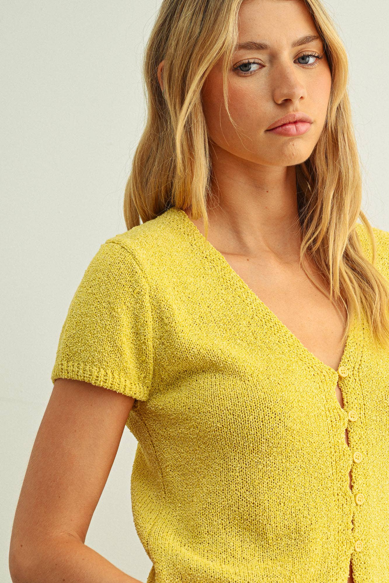 Cap Sleeve Button Front Top